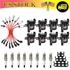 Ignition Coil & Spark Plug +Wire Set Fit Chevy Silverado GMC 4.8L 5.3L 6.0L D585