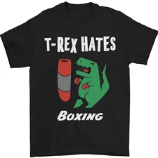 T-Rex Hates Boxing Funny Boxer Sport MMA Mens T-Shirt 100% Cotton