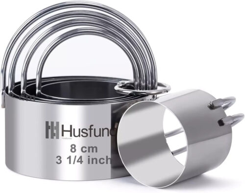 Biscuit Cutter Set Round Cookie Cutters with Handle 5 Pieces Stainless Steel New