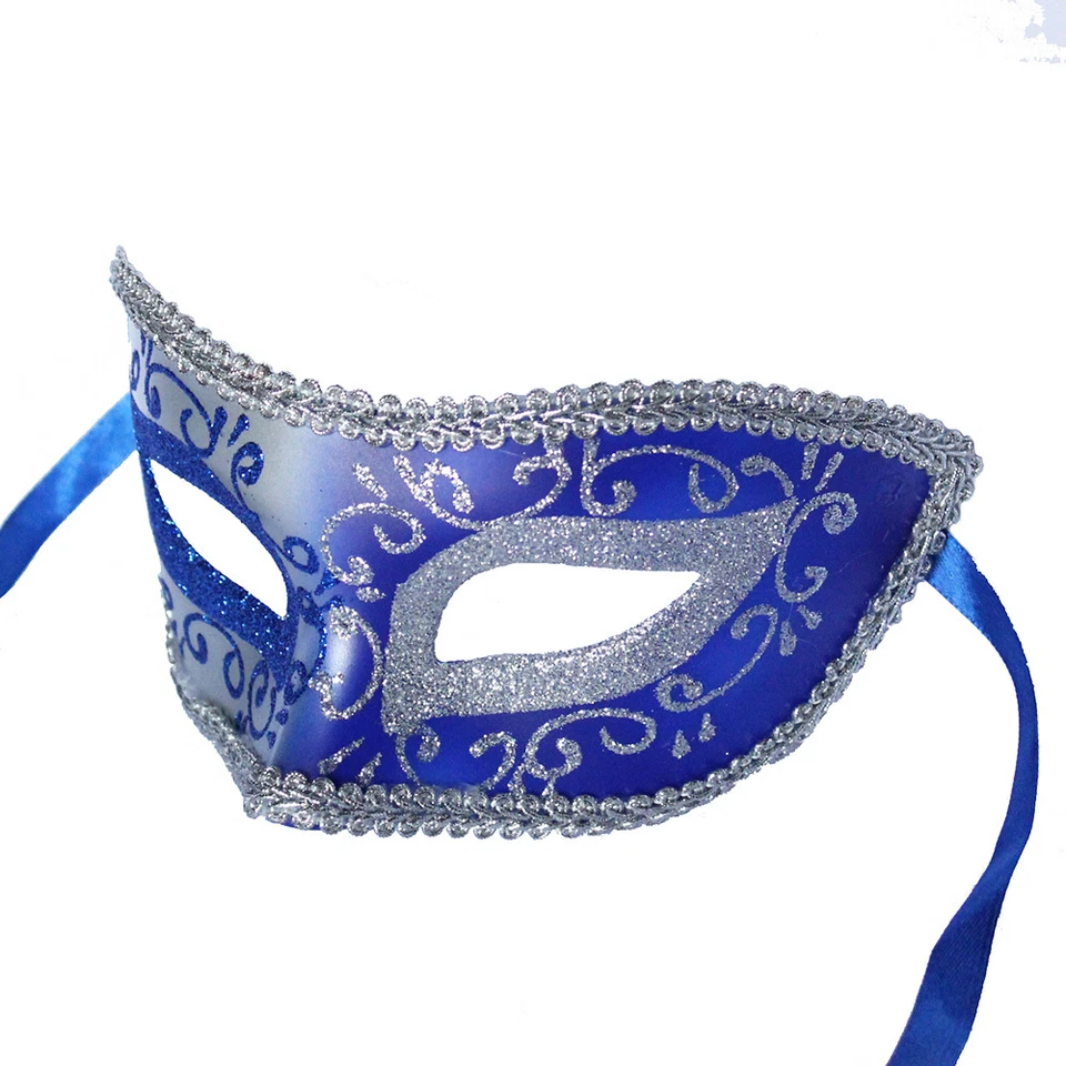 Blue Venetian Mask Masquerade Ball Prom Party Mardi Gras Halloween Wedding  - Image 2 of 3
