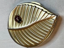 Vintage Estee Lauder Powder Compact Ladybug Mirror Gold Tone 2.75" USED