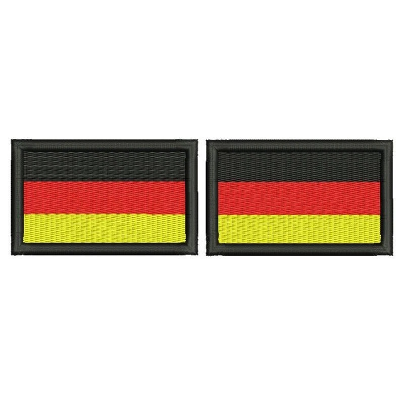 EIGENPRODUKTION 2x DEUTSCHLAND FLAGGE FAHNE mit KLETT Aufnäher Patch gestickt je (4 x 2,5 cm)