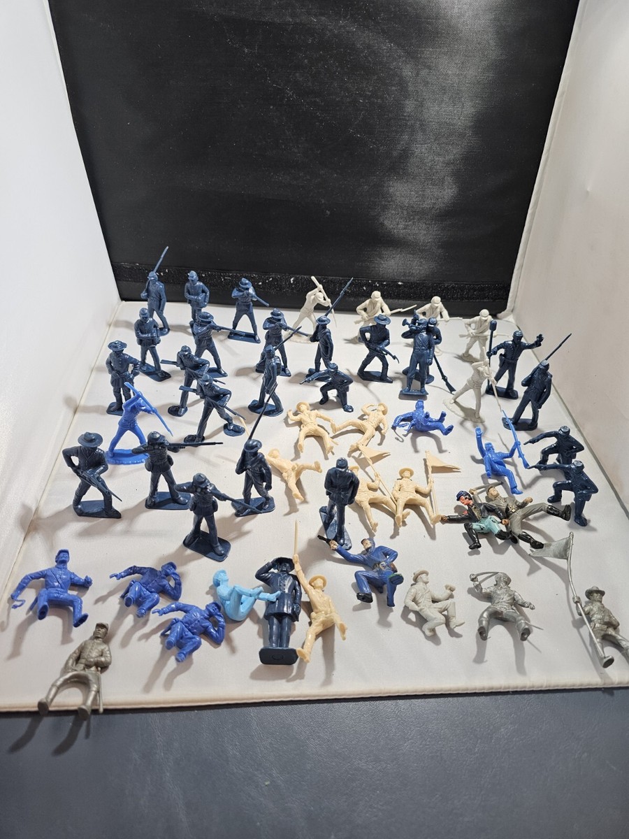 @my様 MARX Civil War Blue Gray Beige US Union Soldier Playset Lot of 50