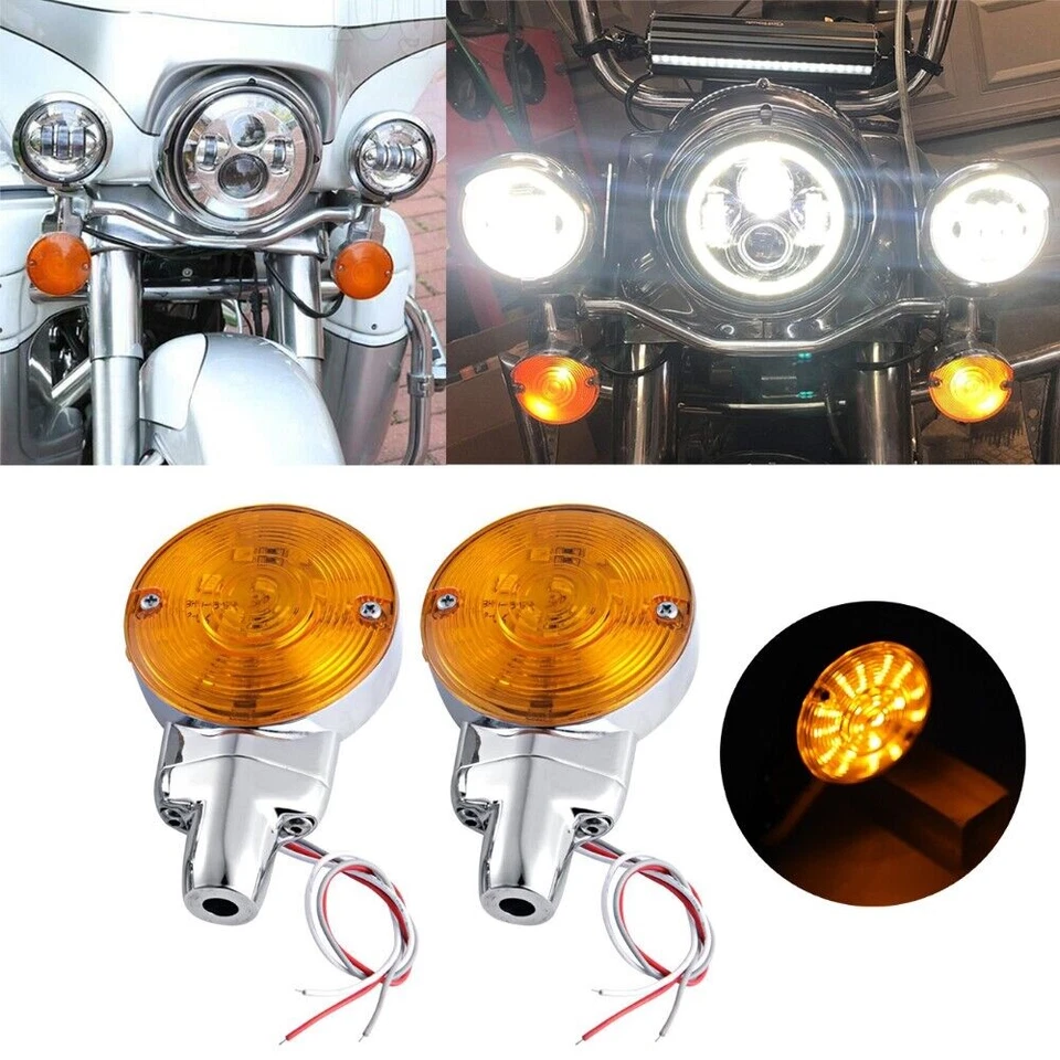 2 PIEZAS Luces LED ámbar universales de señalización de giro para motocicleta para Harley personalizadas EE. UU. Foto 3 de 4
