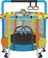 55'' Mini Trampoline for Kids, Toddler Trampoline Indoor Outdoor with Enclosure