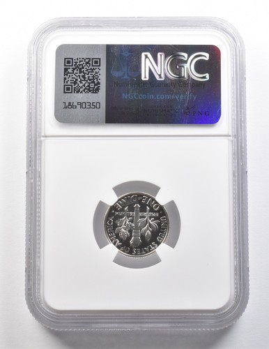 1963 Roosevelt Dime Mint Error PF68 Cameo Reverse Struck Thru NGC *9485 - Picture 2 of 3