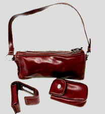 Vintage Nine West Burgundy Handbag Faux Leather Plus Lipstick and Cell Cases