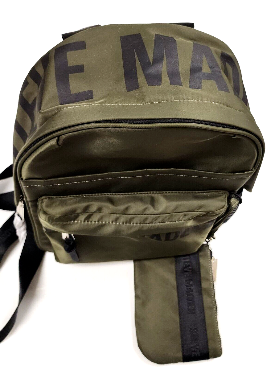 NEW STEVE MADDEN OLIVE GREEN,BLACK ACCENT NYLON MINI POUCH
