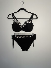 Lise Charmel 2 Piece Bikini Set Black White Brown Detail Women&rsquo;s Bottom M Top 34