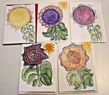 Lot of 5 Handmade Friendship, Get Well Greeting Cards  Envelopes - NEW R 