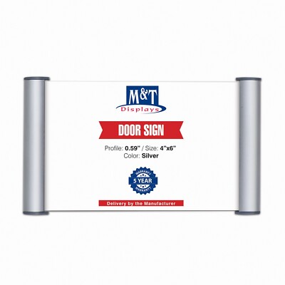 10x2 Inch Nameplate Holders With Plastic Inserts - Silver Aluminum Pack Of 10
