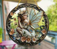 SUNCATCHER-Fairy Suncatcher Decorative Window Art 8x8 Inches