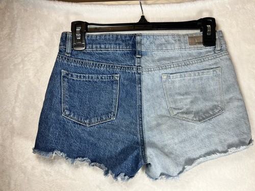 RSQ denim Shorts Girls size 14 Two Tone Blue Denim Frayed Bottom 2 in inseam - Picture 4 of 5