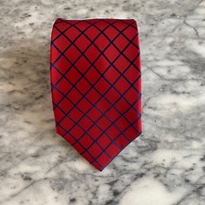 Tommy Hilfiger 100 Silk Red Blue 4Th of July Patriotic Jacquard Tie 3.25" J27