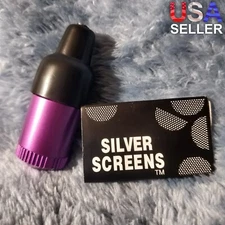 NEW Small Purple Bullet Smoking Pipe Tobacco Herb Portable Metal Pocket Size