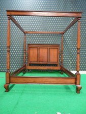 UK Stock Super King size minimalist MAHOGANY  wood Four Poster canopy Bed