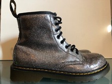 Dr. Martens Junior 1460 Glitter Lace Up Boots Gunmetal/Coated Glitter Size 4M