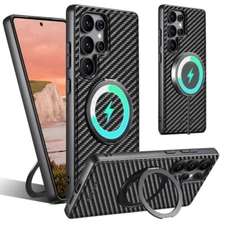 Magnetic 360 Rotating Stand PU Leather Case For Samsung S25 S24 S23 S22 Ultra