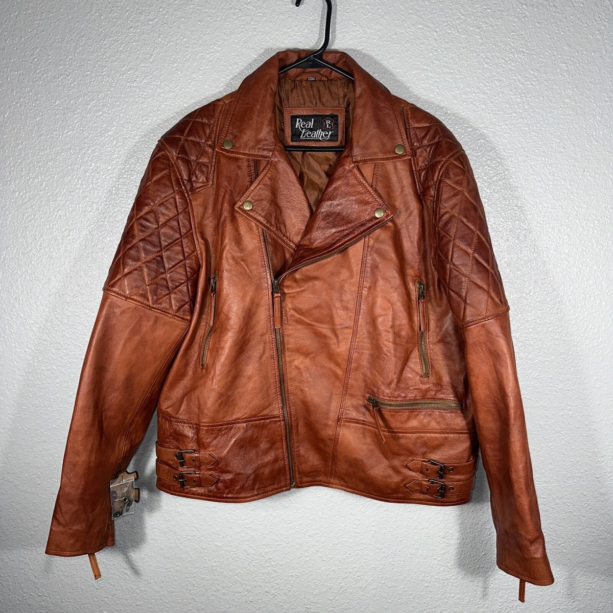 Vintage Echtes Leder Echt Leer Leather Motorcycle Jacket