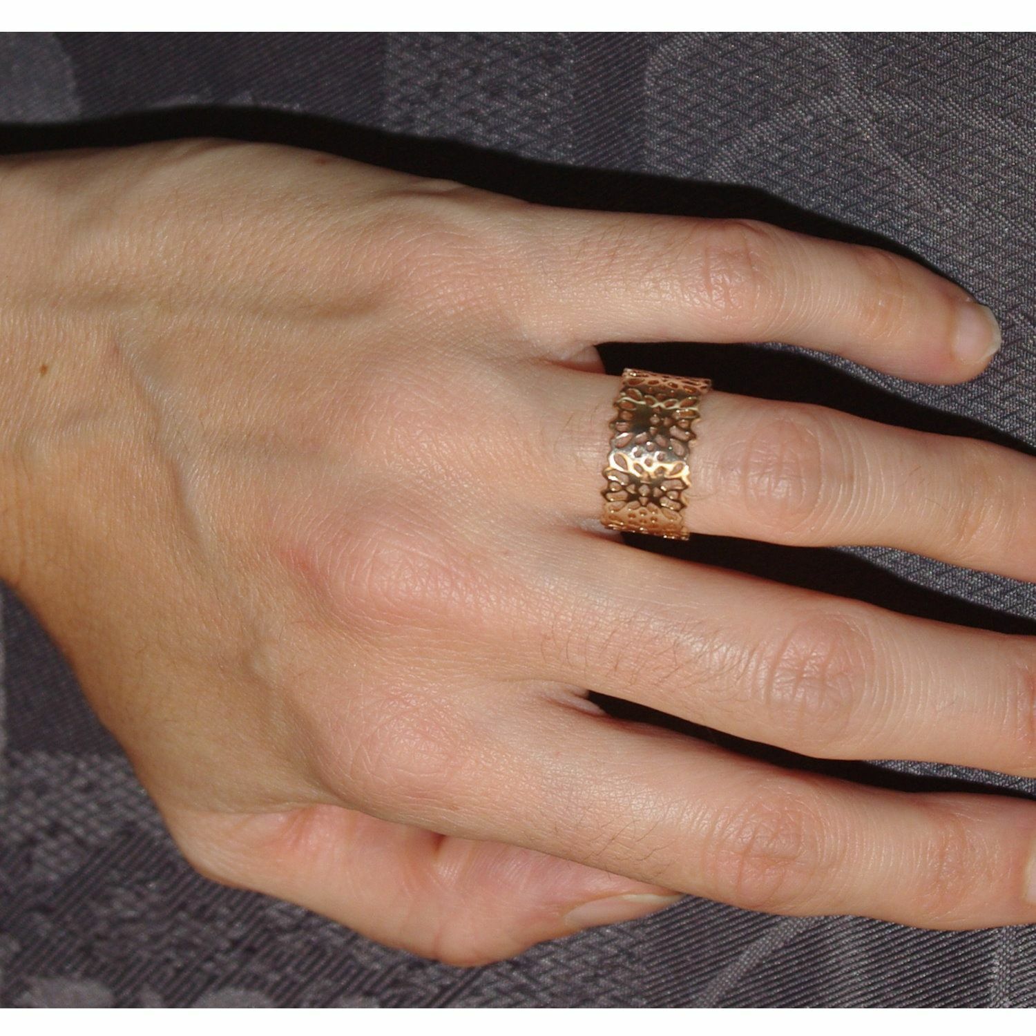 Bague anneau dentelle plaqué or 750/000 taille 60 le cadeau parfait pour elle