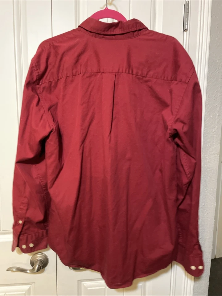 Dockers Mens Long Sleeve Button Down Shirt Maroon Size XL Iron Free - Image 3 of 4