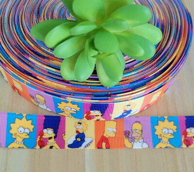 7/8 Inch (1 YD) Simpsons Grosgrain Ribbon Cartoon Homer Bart Marge Maggie