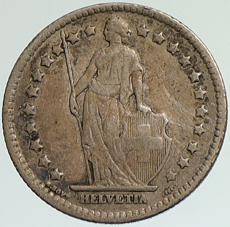 旧レリーフ6枚セット 1921 B SWITZERLAND HELVETIA Symbolizes SWISS Nation SILVER 1 Franc