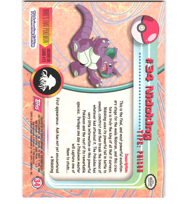 Pokemon 1999 Near Mint NM Topps Series 1 4th Print Red Logo