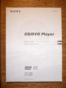 Manual/Instructions For sony DVP-S336/DVP-S335, Original | eBay