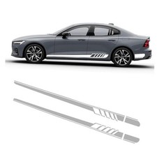 Car Side Skirt Decals, Racing Stripe Sports Decoration, 2 PCS White