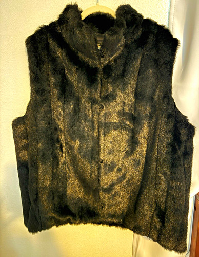 Fabulous Furs Donna Salyers Black Lined Vest Hook & Eye Closure Women’s XL
