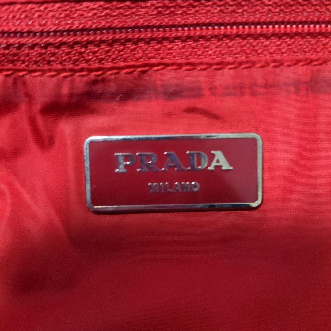 PRADA Tote Bag Triangle Logo All Over Pattern Large Capacity Red From Japan — image 11