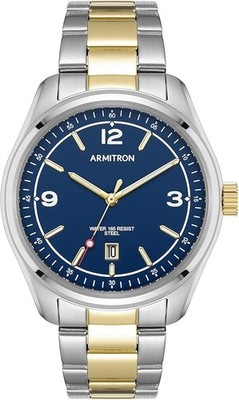 Armitron Men's Two-Tone, Blue Face, WR 150m - 20/5497NVSV - NEW - Needs Battery