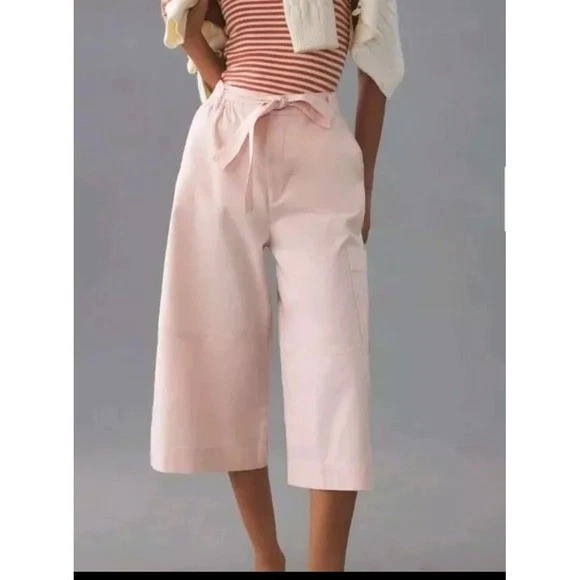 Maeve wide leg light pink utility culottes capri pants size XS