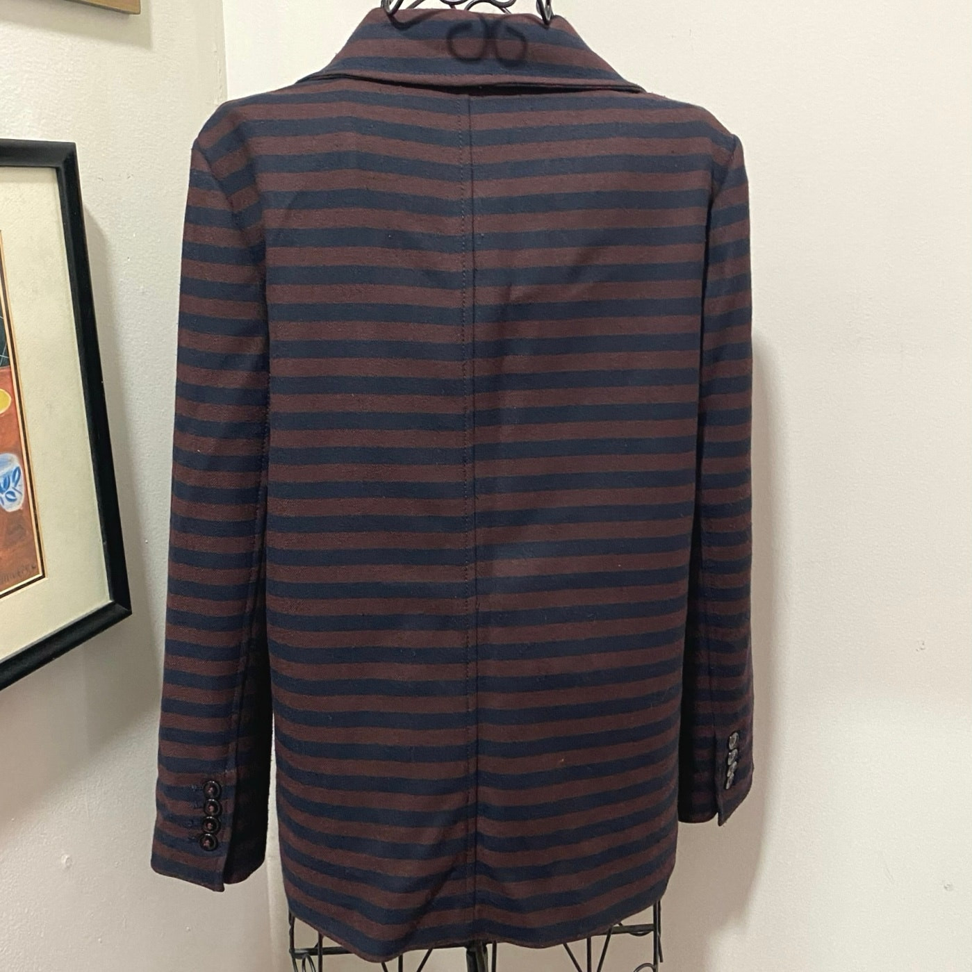 Zara Basic Blazer Size Medium Double-Breasted Nav… - image 3