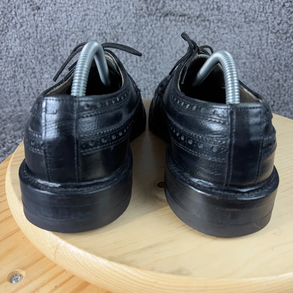 VTG Thom McAn Bootmaster Wingtip Shoes Mens 8.5 Black Leather Derby Made in USA - Image 4 of 4