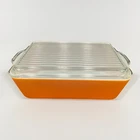 Vintage Pyrex 503 Orange Refrigerator Dish w 503-C Ribbed Glass Lid 1.5 Qt