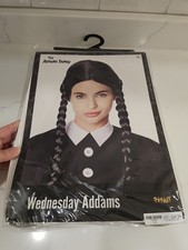 Wednesday Addams Family Cosplay Costume Wig Halloween Party Adams