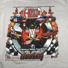Men's XL Hedman Husler Hedders Vintage Tshirt Cream Grey Racing