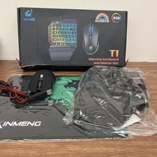 Ziyou Lang T1 Rainbow Wired One Handed Glowing Gaming Keyboard & Mouse Set
