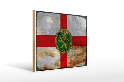 Ontrada Holzschild 30x40cm Flagge Alderney Flag Alderney Rost Holz Schild