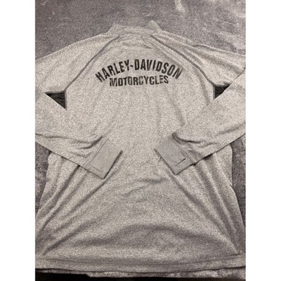 Harley-Davidson H-D Performance Gray Mock Neck Long Sleeve Shirt XL Thumbholes