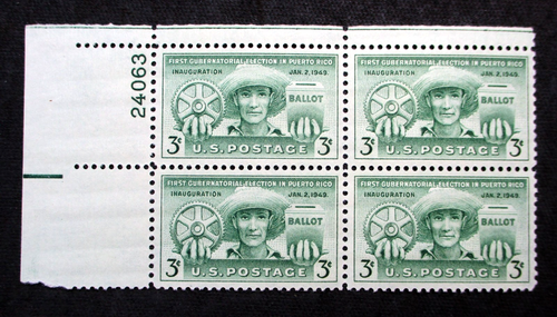 VIERBLOCK POSTFRISCH 1949 BRIEFMARKEN DER VEREINIGTEN STAATEN - WAHL IN PUERTO RICO UNC