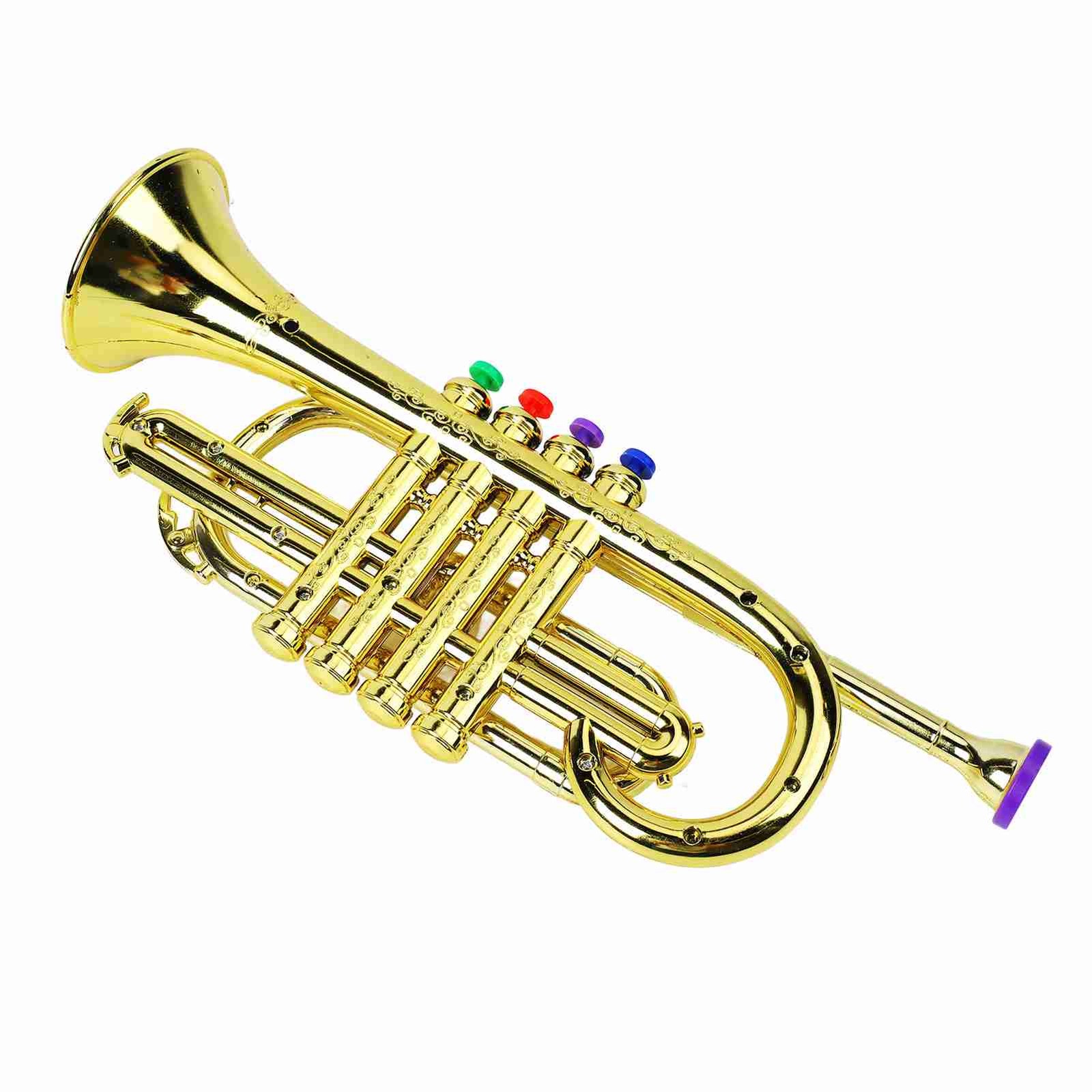 Trumpet Toy Kids Plastic Noise Maker With Cymbal Musical Wind Instrument For Beg