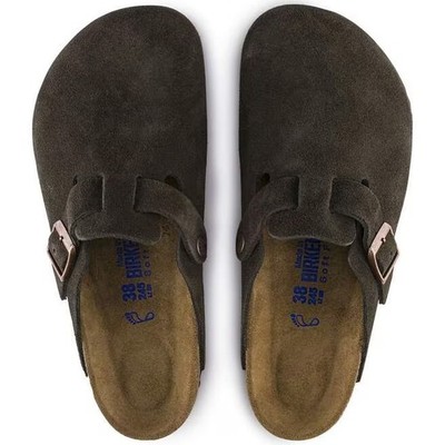 BIRKENSTOCK Boston Soft Footbed Suede Leather Mocha Unisex Clog Shoes