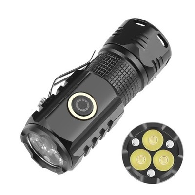 Mini Multifunktions 3LED Taschenlampe mit Typ-C Aufladung, wasserdicht, 500 Lumen