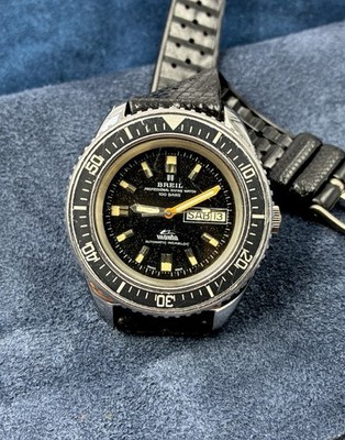 Seltene BREIL Manta Professional Diving 100 Bars Ref.4505 Automatik 40mm 80er Jahre