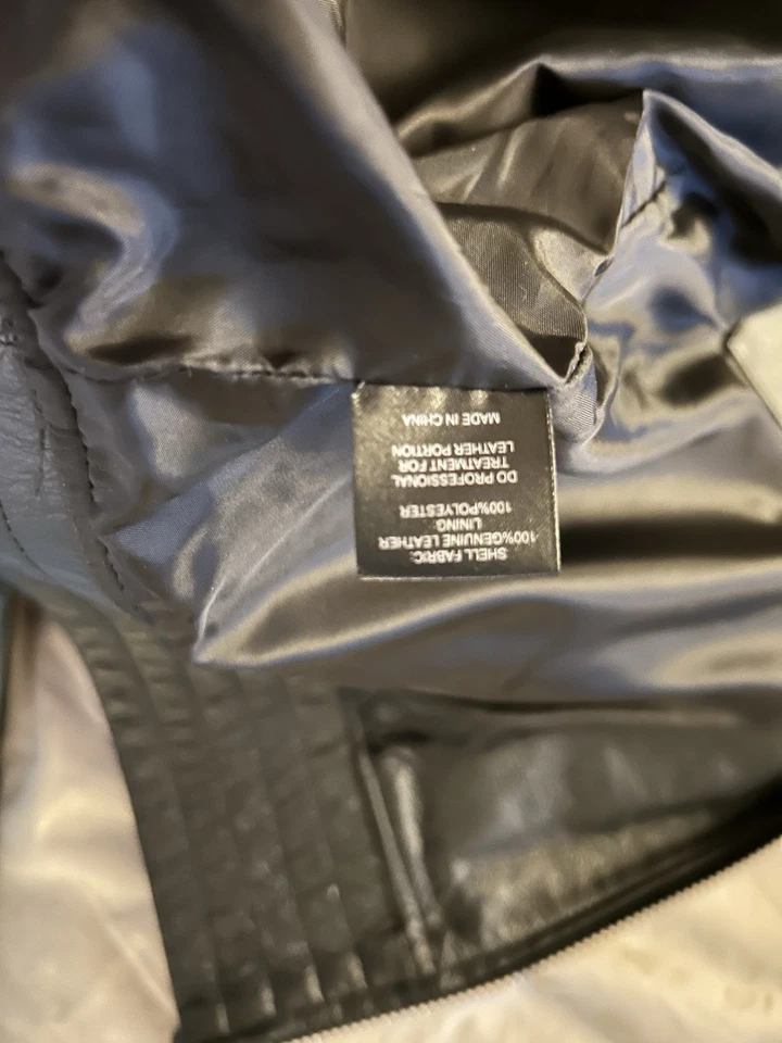 Chaqueta Bomber Hombre XL Cuero Por Escala Negra Excelente Estado Foto 4 de 4