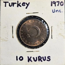 1970 Turkey 10 KURUS.  KM891.2.  Uncirculated.  Free Shipping.