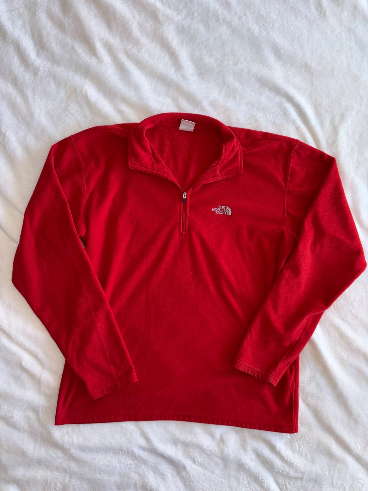 The North Face 1/4 Zip Fleece Pullover Red Mens Outdoor Hiking Jacket